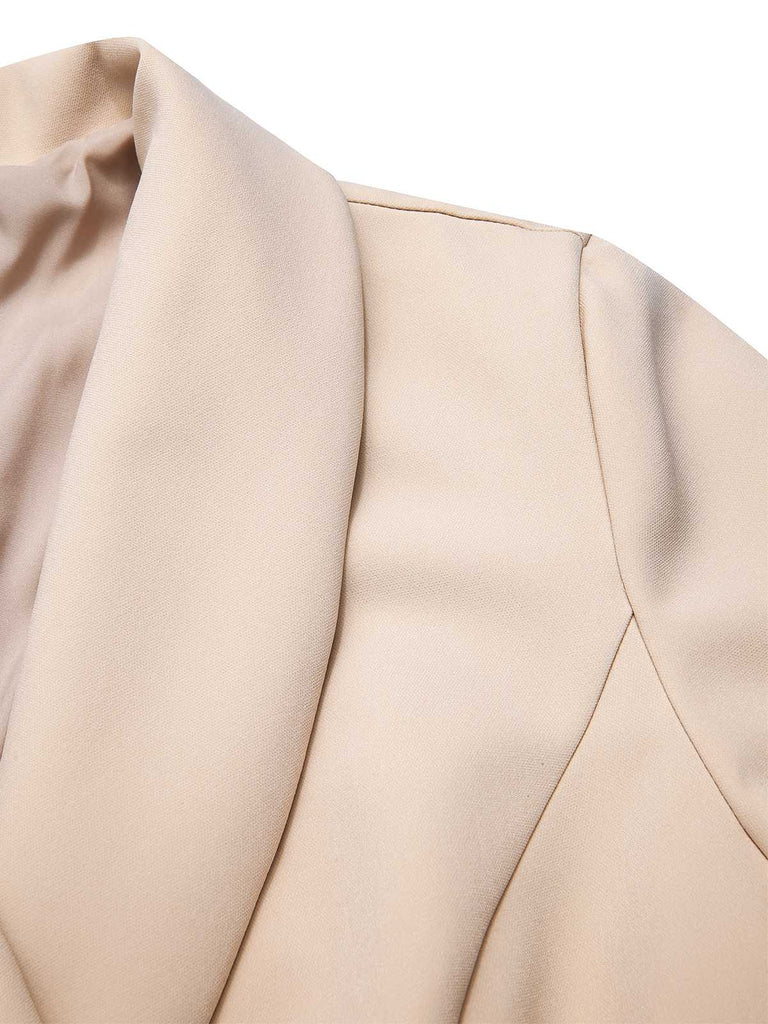 Manteau trapèze col châle couleur crème des années 1950