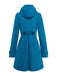 Manteau à capuche bleu uni en fausse laine des années 1930