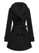 Manteau noir à boutons amovibles en fausse fourrure des années 1940