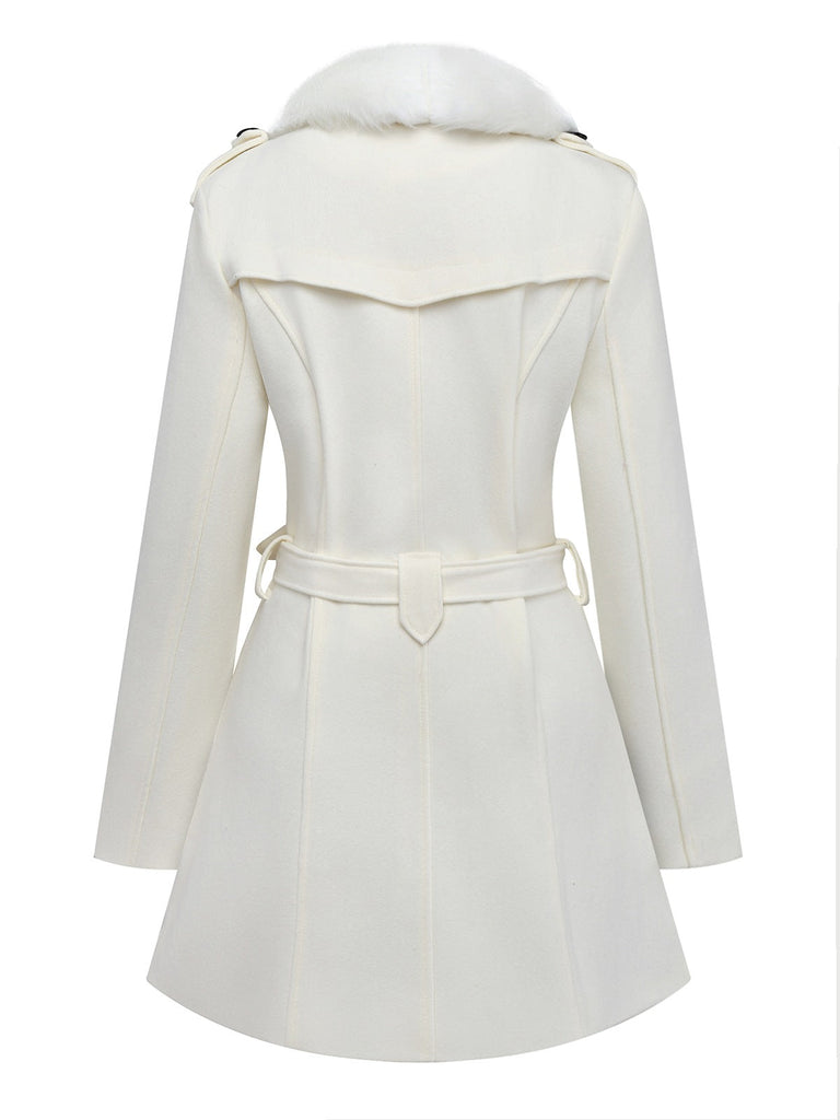 Manteau à boutons amovibles en fausse fourrure des années 1940