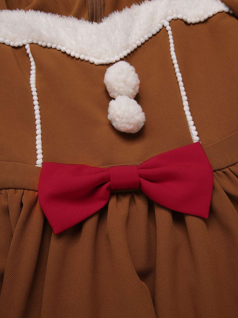 Robe en peluche bonhomme en pain d'épice couleur curcuma des années 1950