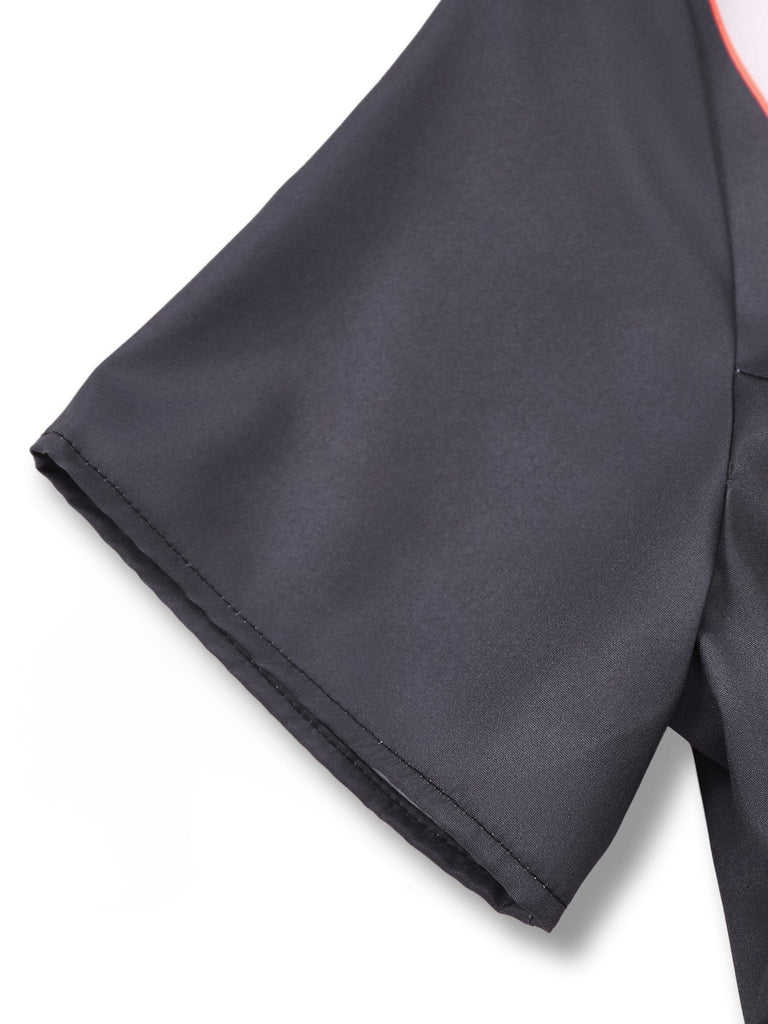 Robe chemise noire à imprimé cœurs de scorpion des années 1960