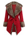 Manteau à col en fausse fourrure revers et ceinture années 1950