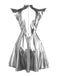 Robe mini de soirée futuriste métallisée années 1980
