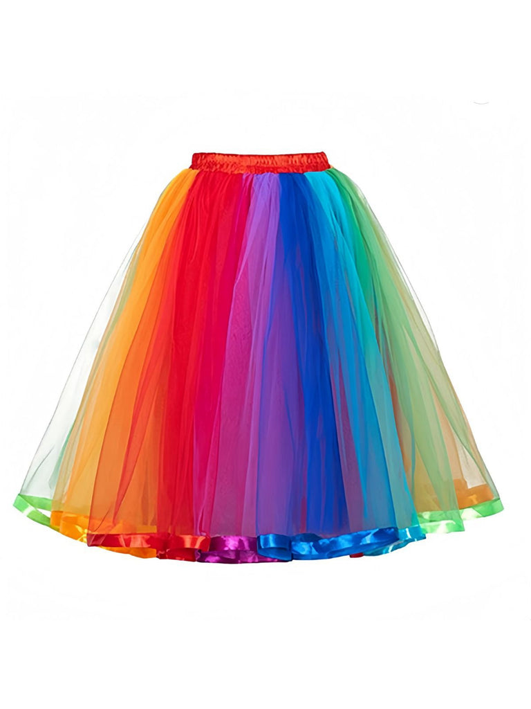 Jupon en maille arc-en-ciel multicolore des années 1950