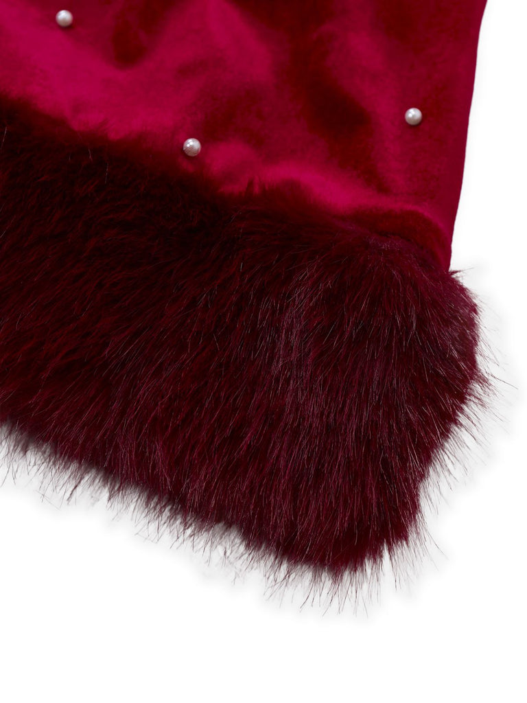 Robe de Noël rouge à franges de perles années 1960