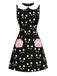 [Prévente] Robe noire imprimé chat avec poches à pattes des années 1960