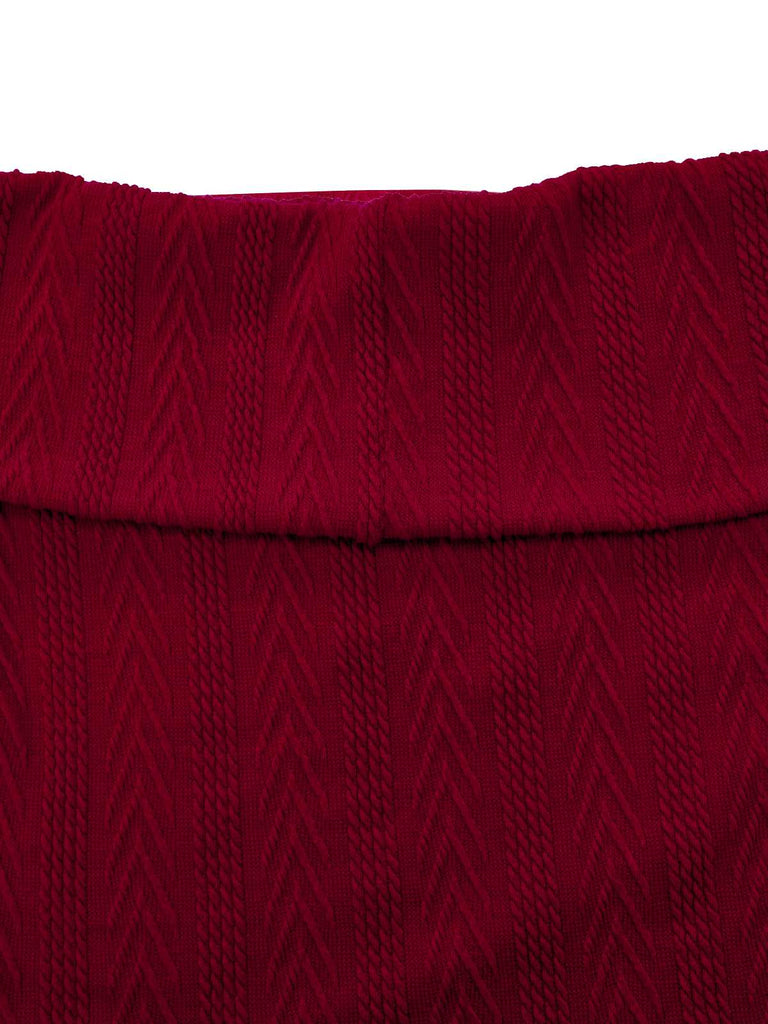 2PCS Pull en maille à épaules dénudées et jupe années 1950