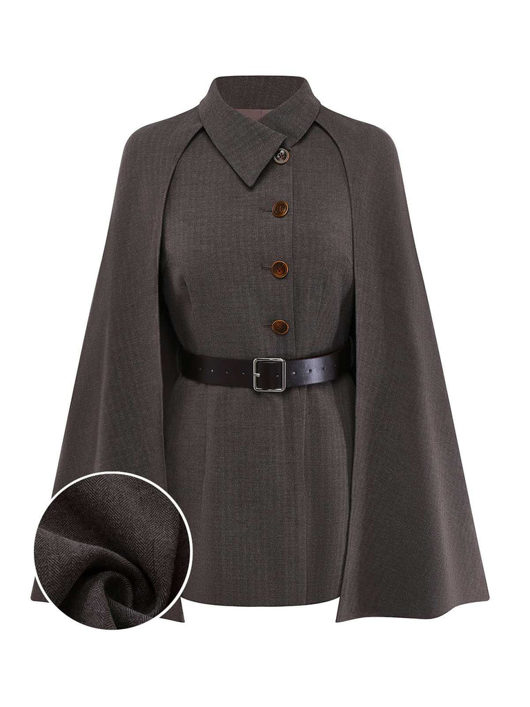 Veste à revers avec cape amovible et ceinturée années 1940