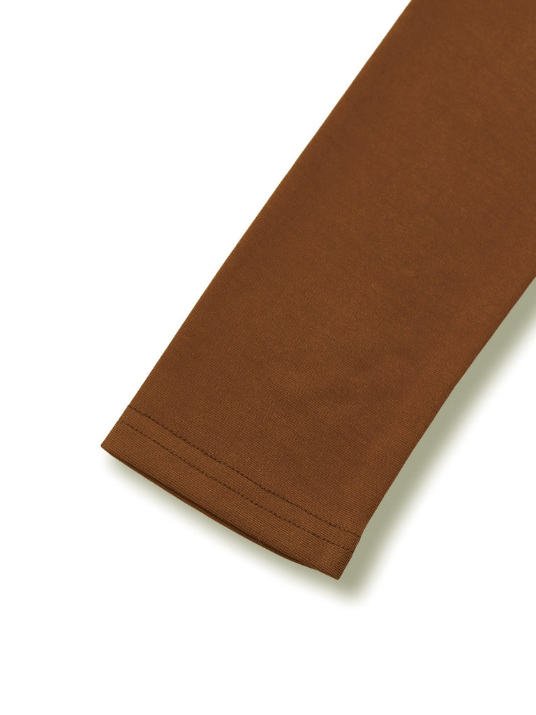 Robe marron à carreaux en maille à col noué années 1950