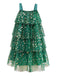 Robe en maille verte avec pompons forme d'arbre de Noël des années 1960