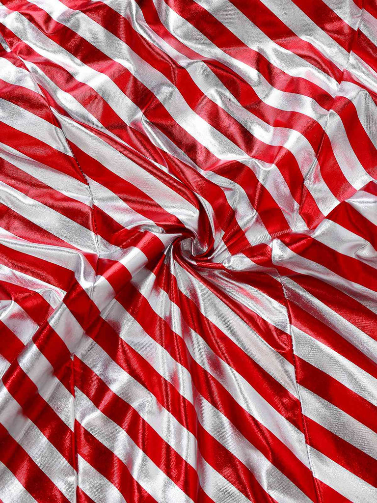Robe à capuche et jambières rouges à rayures style canne à sucre des années 1960