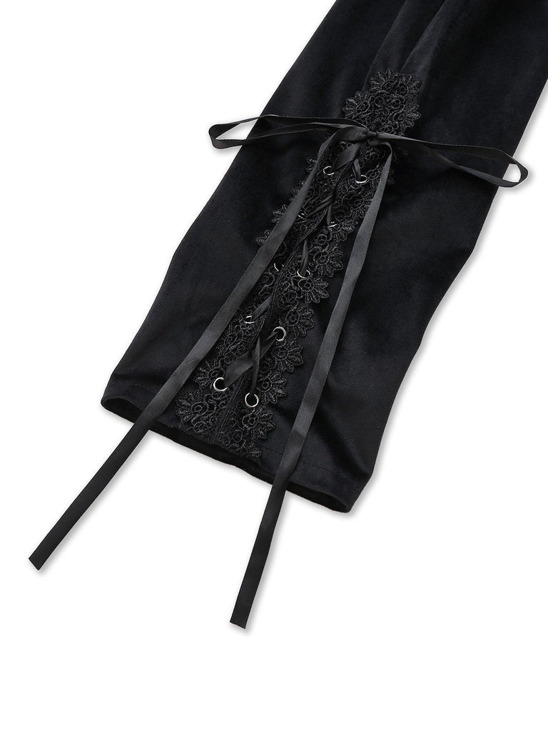 Veste noire brodée de fleurs de style victorien des années 1950