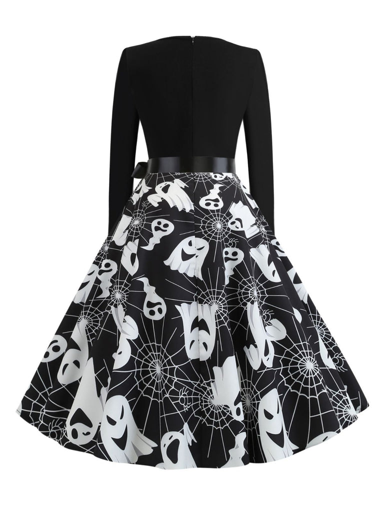 Robe col pétale et toile d'araignée Halloween années 1950