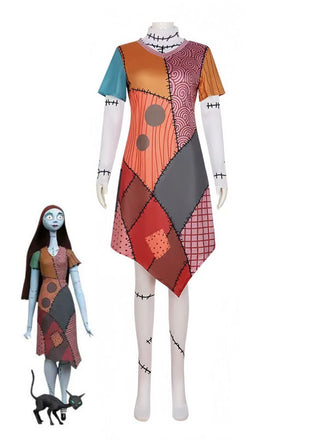 Robe Sally multicolore cauchemar Halloween années 1940