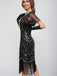 Robe à franges et paillettes à encolure dégagée des années 1920