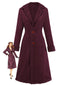 Manteau mi-long en suédine col revers uni des années 1930