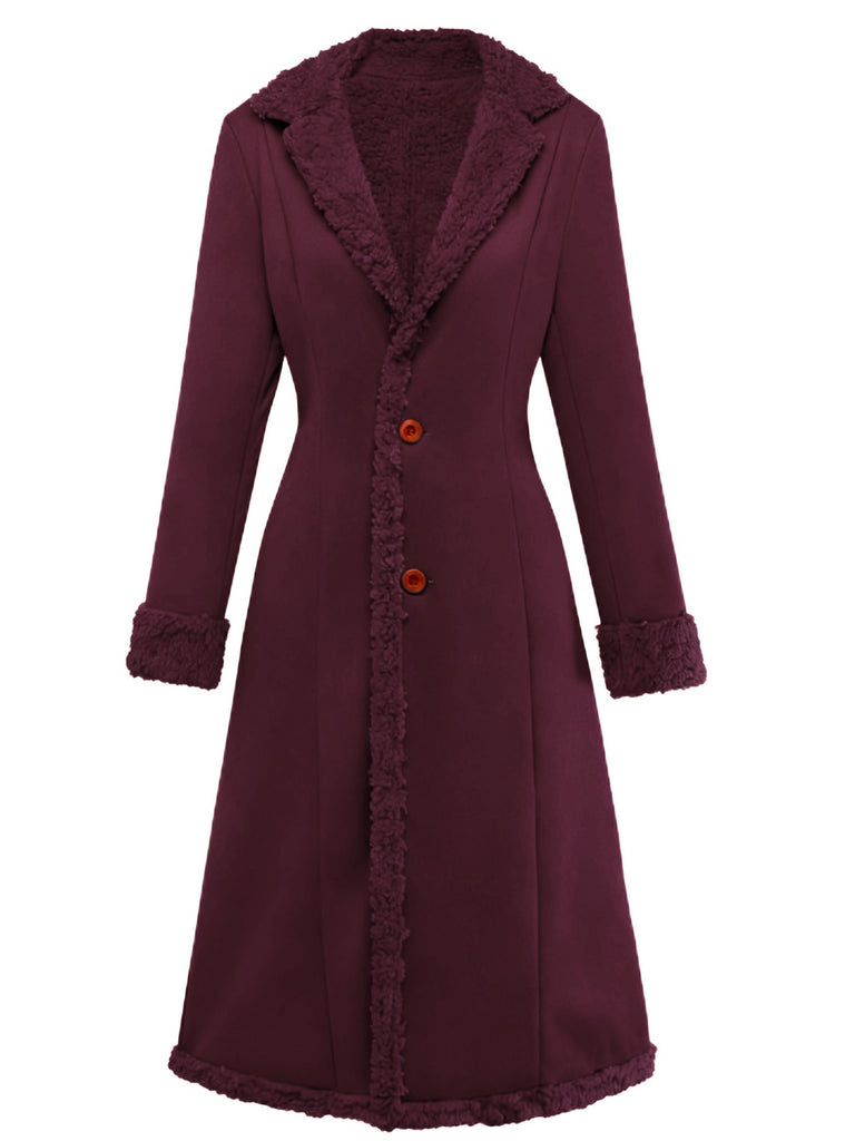Manteau mi-long en suédine col revers uni des années 1930