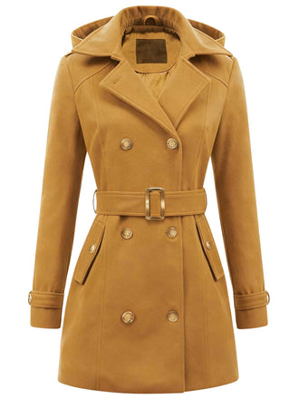 Manteau à capuche croisé en fausse laine des années 1970