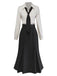 [Prévente] Robe noir rayé patchwork plissée col revers et cravate années 1930