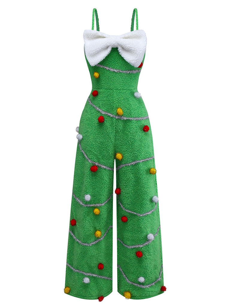 Combinaison verte à pompons style sapin de Noël années 1930