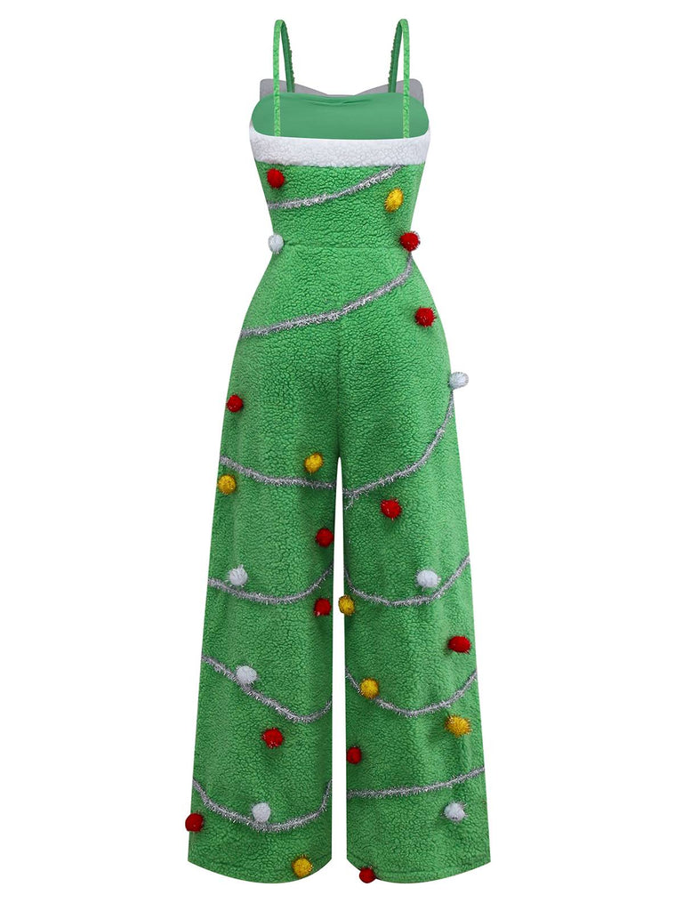 Combinaison verte à pompons style sapin de Noël années 1930