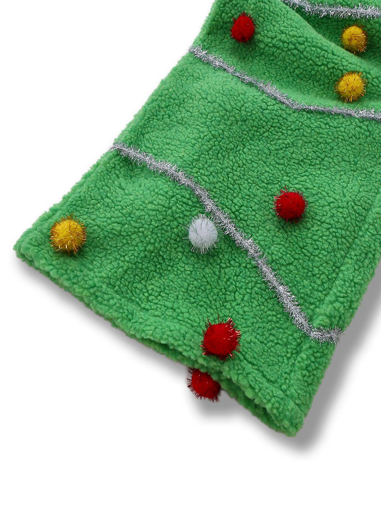 Combinaison verte à pompons style sapin de Noël années 1930