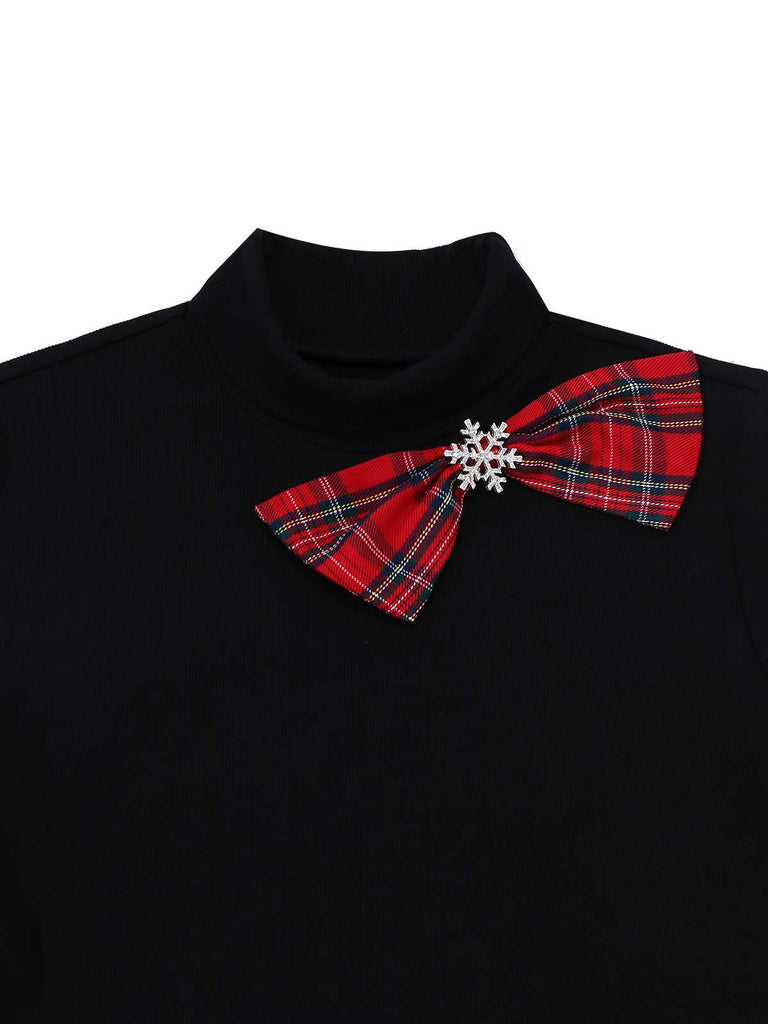 Robe à carreaux Noël et broche flocon de neige années 1950