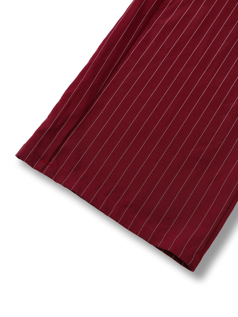 [Prévente] Combinaison en satin et rayée bordeaux col à nœud des années 40