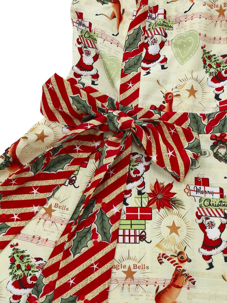 Robe bustier à nœud papillon et canne de Noël années 50