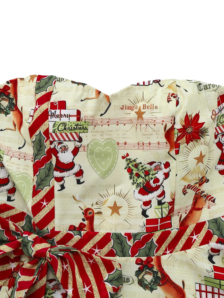 Robe bustier à nœud papillon et canne de Noël années 50