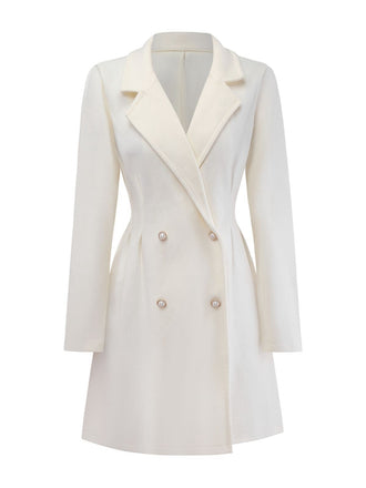 Manteau blanche en fausse laine à boutons nacrés années 1940