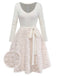 [Prévente] Robe Crème Tricot Jupe Bouclée Faux Fourrure années 1950
