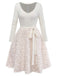 [Prévente] Robe Crème Tricot Jupe Bouclée Faux Fourrure années 1950