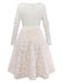 [Prévente] Robe Crème Tricot Jupe Bouclée Faux Fourrure années 1950