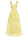 Robe Maxi Bretelles Épaghetti Papillons 3D Maille Années 1930