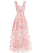 Robe Maxi Bretelles Épaghetti Papillons 3D Maille Années 1930