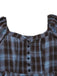 [Prévente] Robe à carreaux bleu-gris col cœur manches lanterne des années 40