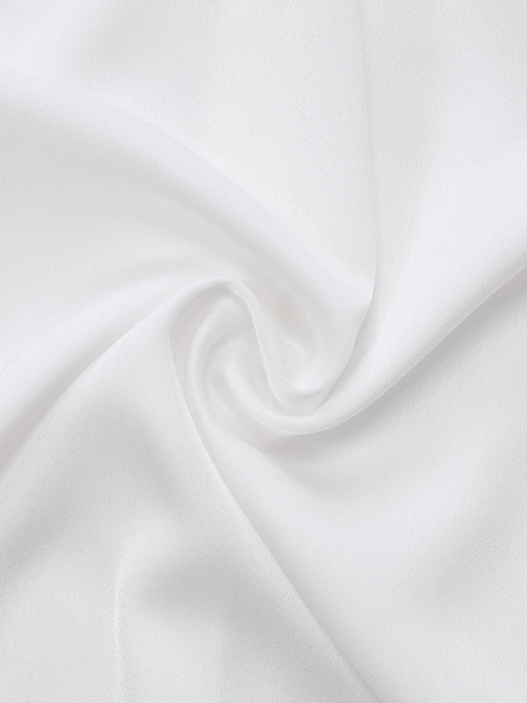 Chemisier blanc en satin à col noué des années 1940