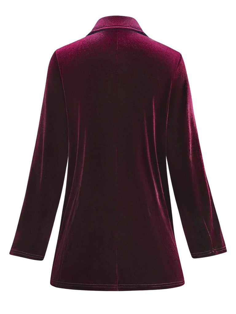 Blazer croisé en velours uni des années 1980