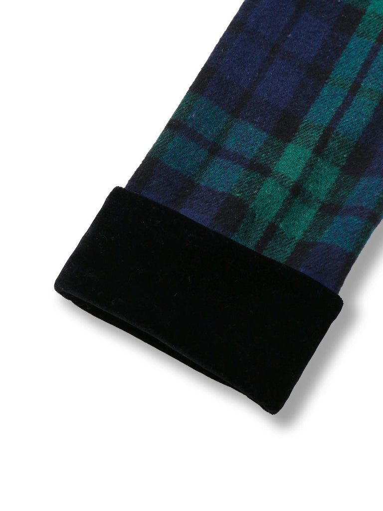 Manteau à carreaux bleue et verte en col cranté années 1940