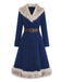 [Prévente] Manteau bleue doublé de fausse fourrure et ceinturé années 1960