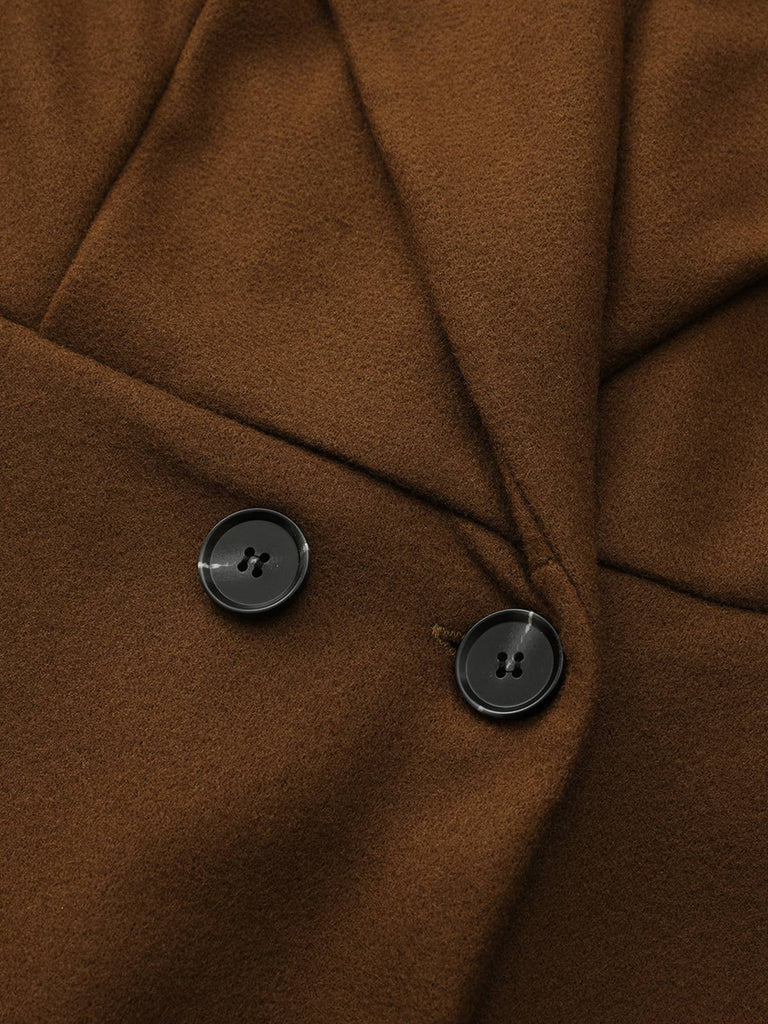 Manteau trapèze col larges revers en fausse laine unie des années 1940