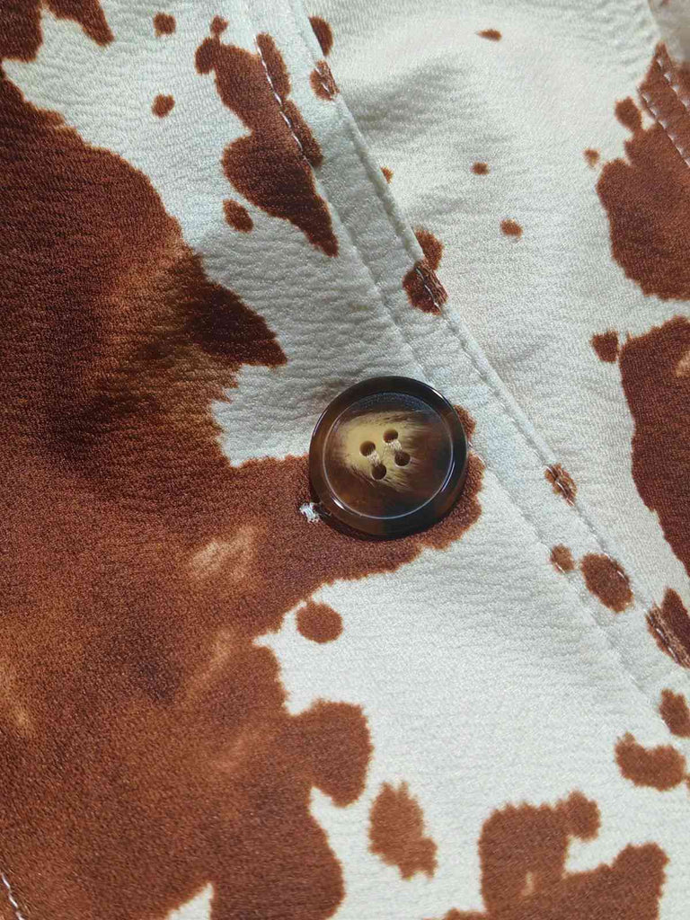 Veste boutonnée de cowgirl western marron des années 1970