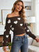 Pull à épaules obliques et motif flocon de neige de Noël des années 1970