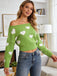 Pull à épaules obliques et motif flocon de neige de Noël des années 1970