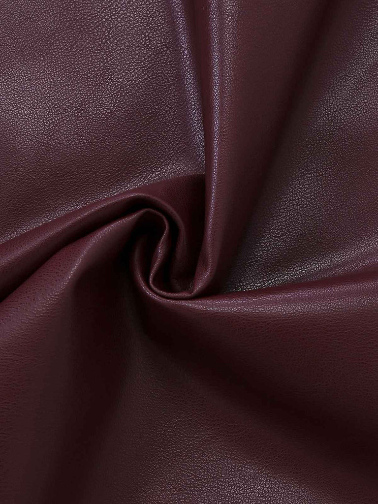 [Prévente] Robe rouge bordeaux col à nœud et patchwork en cuir années 1940