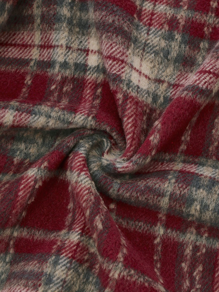 [Prévente] Veste patchwork en velours brossé à carreaux rouges années 1940