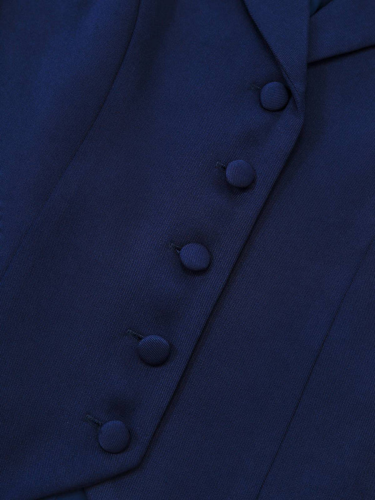 [Prévente] Gilet bleu foncé col cranté boutons années 1950