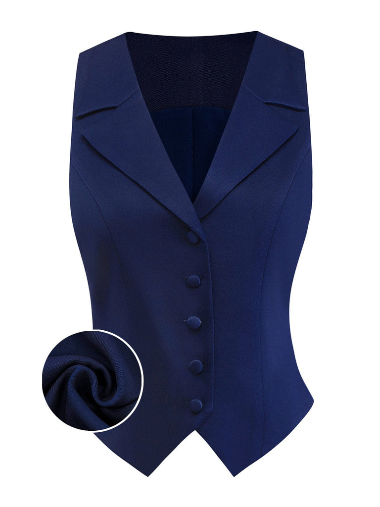 [Prévente] Gilet bleu foncé col cranté boutons années 1950